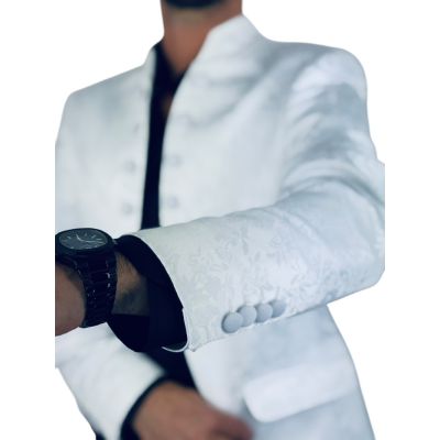 GIOVANNI PERA Marynarka męska kwiaty róże biała MGP5 elegancka, dla Pana Młodego i nie tylko | Sklep GriShop.eu | Marynarki