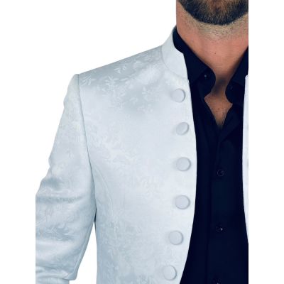 GIOVANNI PERA Marynarka męska kwiaty róże biała MGP5 elegancka, dla Pana Młodego i nie tylko | Sklep GriShop.eu | Marynarki