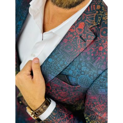 GIOVANNI PERA Marynarka męska D633 kolorowa, muzyczna, instrumenty | Sklep GriShop.eu | Marynarki