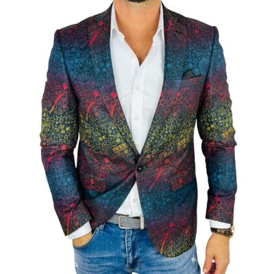GIOVANNI PERA Marynarka męska D633 kolorowa, muzyczna, instrumenty | Sklep GriShop.eu | Marynarki