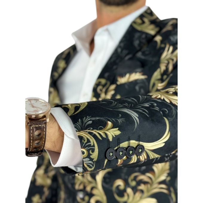 GIOVANNI PERA Marynarka męska D634 czarna, złota, GLAM, elegancka | Sklep GriShop.eu | Marynarki