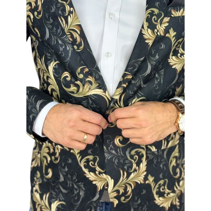 GIOVANNI PERA Marynarka męska D634 czarna, złota, GLAM, elegancka | Sklep GriShop.eu | Marynarki