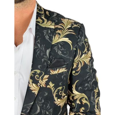 GIOVANNI PERA Marynarka męska D634 czarna, złota, GLAM, elegancka | Sklep GriShop.eu | Marynarki