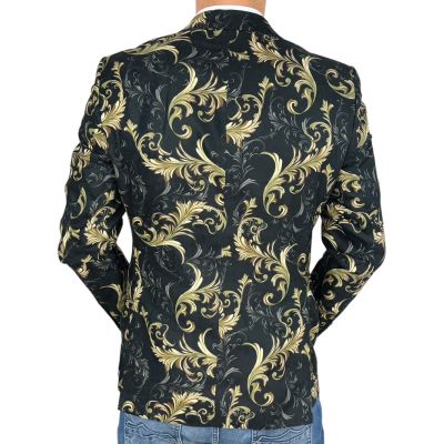 GIOVANNI PERA Marynarka męska D634 czarna, złota, GLAM, elegancka | Sklep GriShop.eu | Marynarki