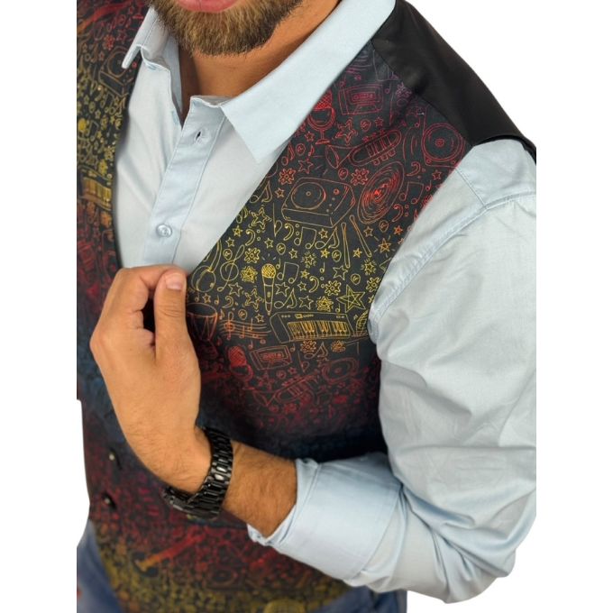 GIOVANNI PERA bezrękawnik, kamizelka męska D633 Kolorowa, muzyczna, instrumenty | Sklep GriShop.eu | Kamizelki
