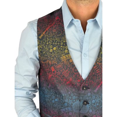 GIOVANNI PERA bezrękawnik, kamizelka męska D633 Kolorowa, muzyczna, instrumenty | Sklep GriShop.eu | Kamizelki
