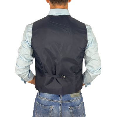 GIOVANNI PERA bezrękawnik, kamizelka męska D635 biała, niebieska, efekt jeansu | Sklep GriShop.eu | Kamizelki