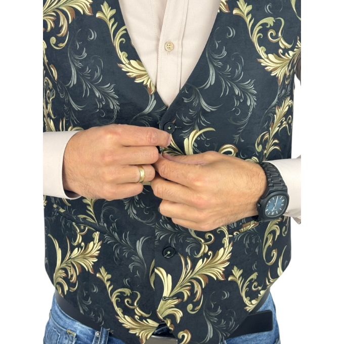 GIOVANNI PERA bezrękawnik, kamizelka męska D634 czarna, złota, elegancka, GLAM | Sklep GriShop.eu | Kamizelki