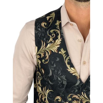 GIOVANNI PERA bezrękawnik, kamizelka męska D634 czarna, złota, elegancka, GLAM | Sklep GriShop.eu | Kamizelki