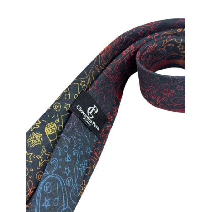 GIOVANNI PERA elegancki krawat D633 Kolorowy, muzyczny, instrumenty | Sklep GriShop.eu | Krawaty