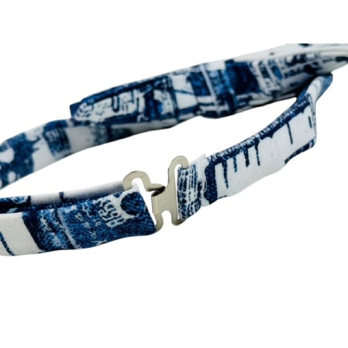 GIOVANNI PERA elegancka mucha muszka D635 biała, niebieska, efekt jeansu | Sklep GriShop.eu | Muszki