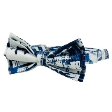 GIOVANNI PERA elegancka mucha muszka D635 biała, niebieska, efekt jeansu | Sklep GriShop.eu | Muszki 2