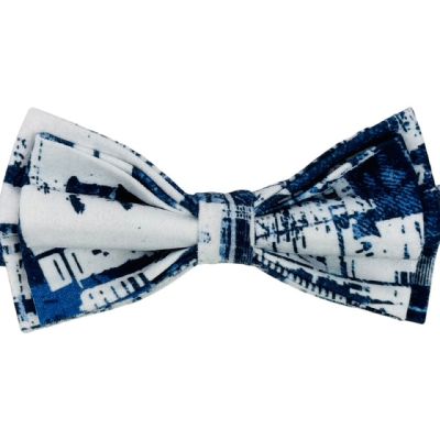 GIOVANNI PERA elegancka mucha muszka D635 biała, niebieska, efekt jeansu | Sklep GriShop.eu | Muszki