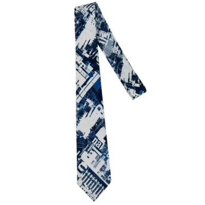 GIOVANNI PERA elegancki krawat D635 biały, niebieski, efekt jeansu | Sklep GriShop.eu | Krawaty