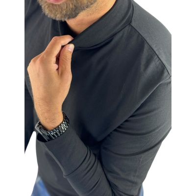 GIOVANNI PERA golf męski czarny LGP2 dopasowany, gładki, elastyczny | Sklep GriShop.eu | Koszulki