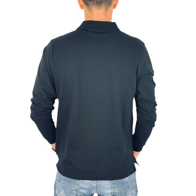 GIOVANNI PERA longsleeve polo męski T-shirt z długim rękawem LGP3 czarny, tv - naszywka | Sklep GriShop.eu | Koszulki