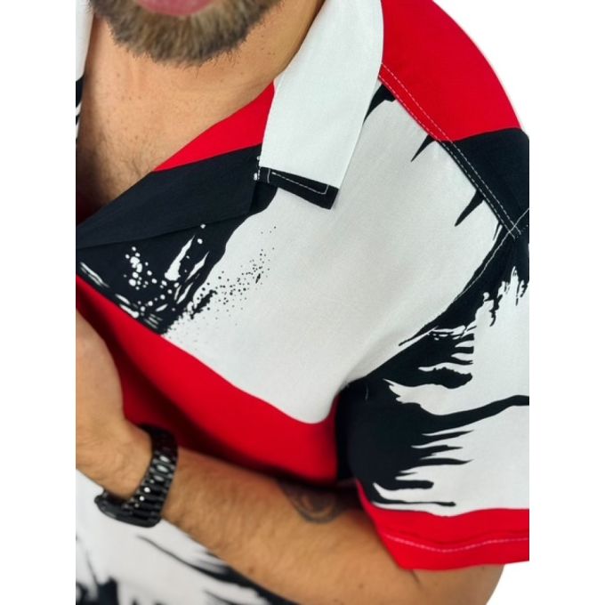GIOVANNI PERA Koszula męska, krótki rękaw GPK12 kolorowa, czerwona, czarna | Sklep GriShop.eu | Koszule