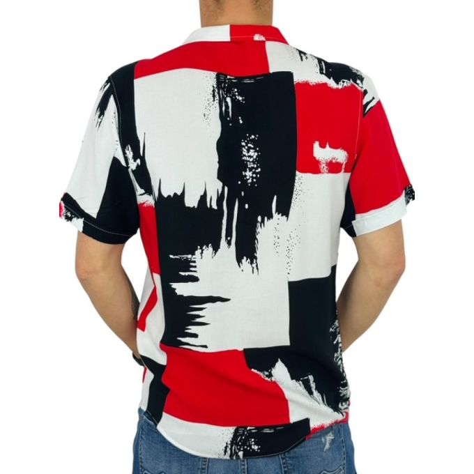 GIOVANNI PERA Koszula męska, krótki rękaw GPK12 kolorowa, czerwona, czarna | Sklep GriShop.eu | Koszule