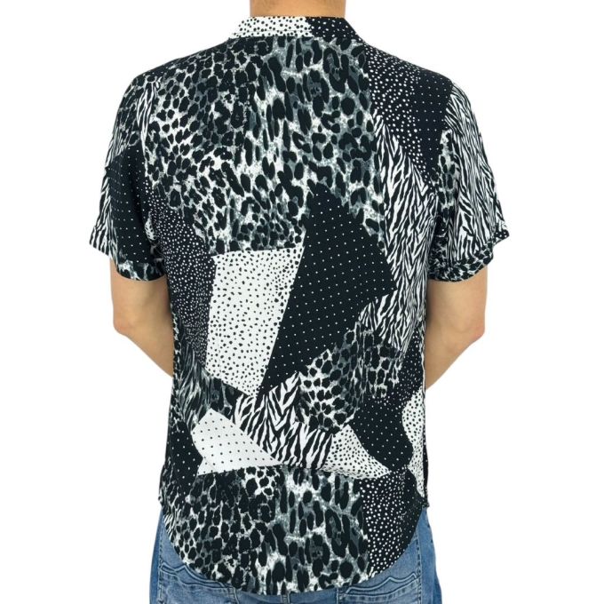 GIOVANNI PERA Koszula męska, krótki rękaw GPK22 czarna, biała, pantera, kropki, zebra | Sklep GriShop.eu | Koszule