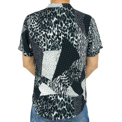 GIOVANNI PERA Koszula męska, krótki rękaw GPK22 czarna, biała, pantera, kropki, zebra | Sklep GriShop.eu | Koszule