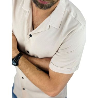 GIOVANNI PERA Koszula męska, krótki rękaw GPK28 beżowa, gładka | Sklep GriShop.eu | Koszule 2