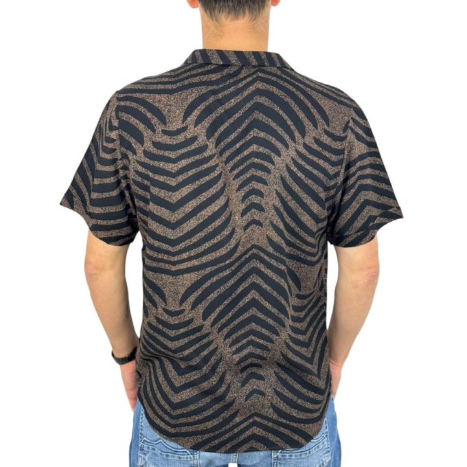 GIOVANNI PERA Koszula męska, krótki rękaw GPK39 kolorowa, czarna, brązowa, zebra, paski | Sklep GriShop.eu | Koszule