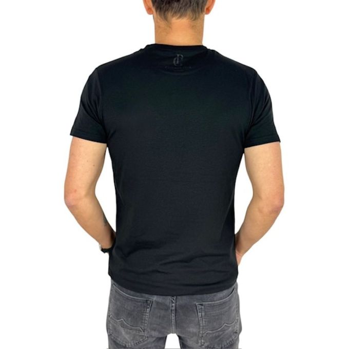 GIOVANNI PERA T-shirt męski TGP124 czarny z nadrukiem, oczy, elastyczny | Sklep GriShop.eu | Koszulki