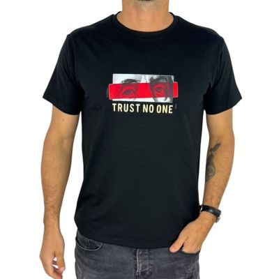 GIOVANNI PERA T-shirt męski TGP124 czarny z nadrukiem, oczy, elastyczny | Sklep GriShop.eu | Koszulki