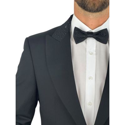 GIOVANNI PERA Garnitur GR3 czarny, ekskluzywny, sceniczny, ozdobne czarne kamienie, dla Pana Mlodego i nie tylko | Sklep GriShop
