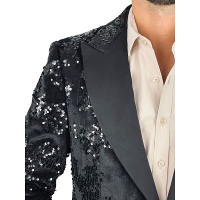 GIOVANNI PERA Marynarka GR1 czarna, ekskluzywna, sceniczna, ozdobne czarne cekiny, dla Pana Mlodego i nie tylko | Sklep GriShop.