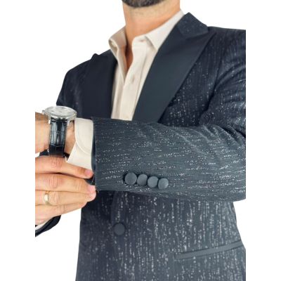 GIOVANNI PERA Marynarka GR4 czarna, ekskluzywna, sceniczna, brokatowa, dla Pana Mlodego i nie tylko | Sklep GriShop.eu | Marynar