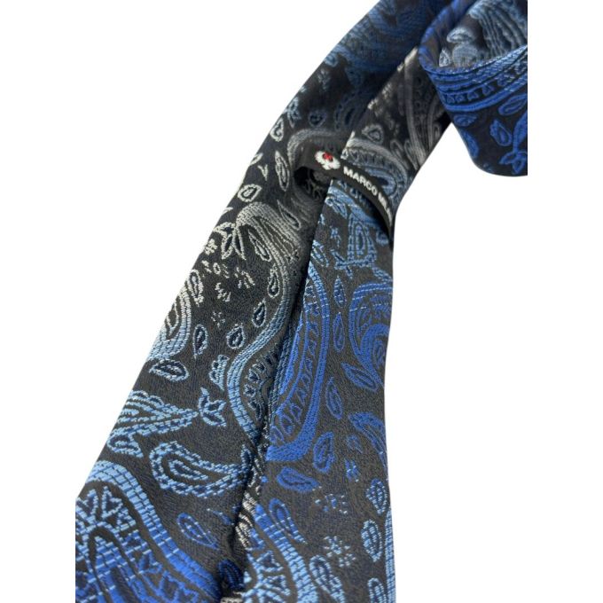 MARCO MILANO zestaw ZKP5 mucha muszka + poszetka kolorowy paisley, niebieski, srebrny | Sklep GriShop.eu | Krawaty