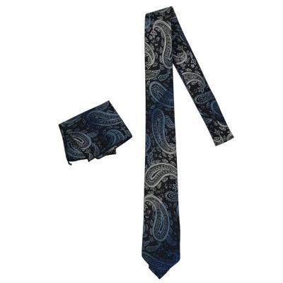 MARCO MILANO zestaw ZKP5 mucha muszka + poszetka kolorowy paisley, niebieski, srebrny | Sklep GriShop.eu | Krawaty