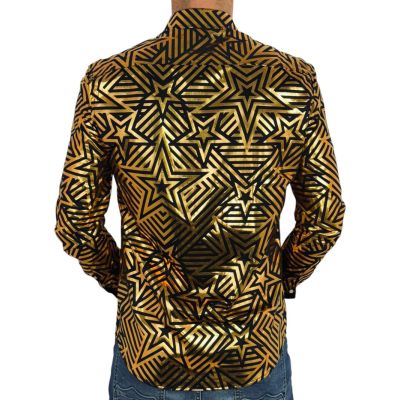 OPPOSUITS Koszula męska złoto-czarna, połysk, blask, imprezowa, gwiazdy | Sklep GriShop.eu | Koszule