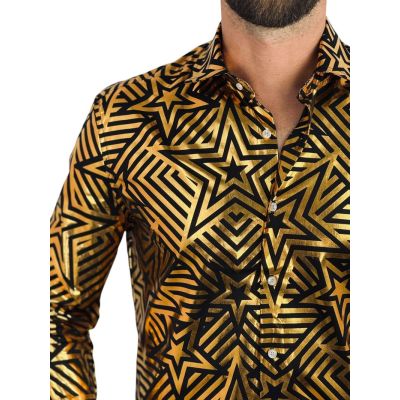 OPPOSUITS Koszula męska złoto-czarna, połysk, blask, imprezowa, gwiazdy | Sklep GriShop.eu | Koszule