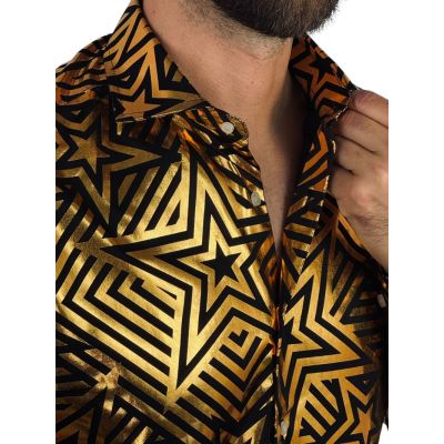OPPOSUITS Koszula męska złoto-czarna, połysk, blask, imprezowa, gwiazdy | Sklep GriShop.eu | Koszule