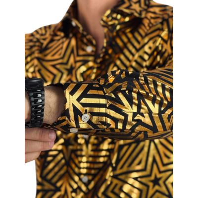 OPPOSUITS Koszula męska złoto-czarna, połysk, blask, imprezowa, gwiazdy | Sklep GriShop.eu | Koszule