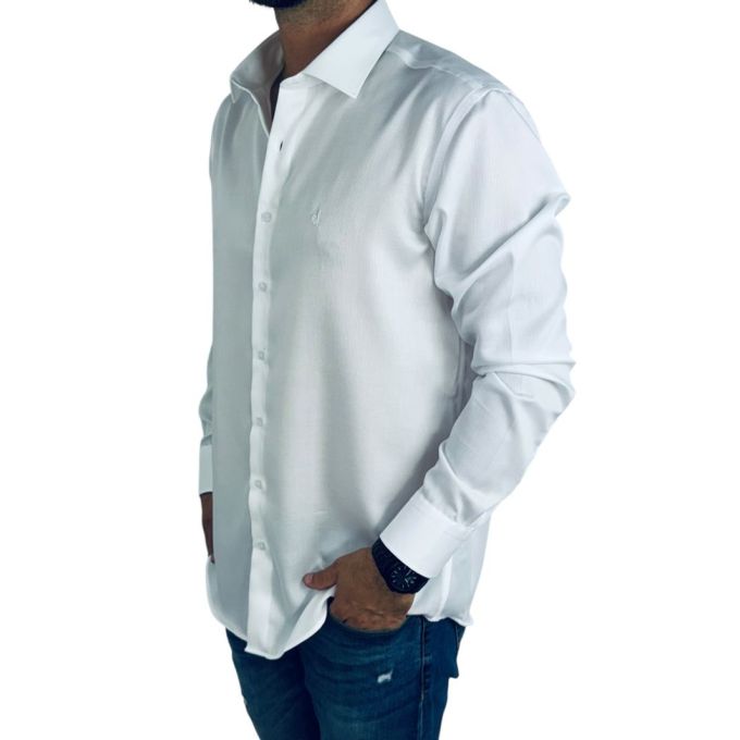 DANIEL BESSI Koszula męska fb045 biała, wzór, tłoczony, IRON | Sklep GriShop.eu | Koszule