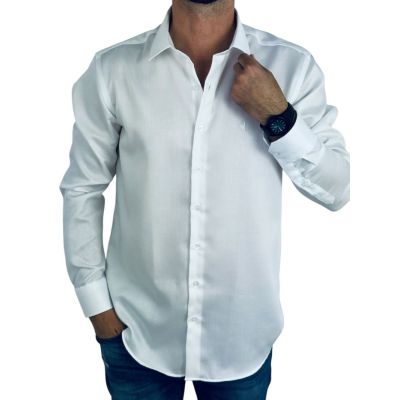 DANIEL BESSI Koszula męska fb045 biała, wzór, tłoczony, IRON | Sklep GriShop.eu | Koszule