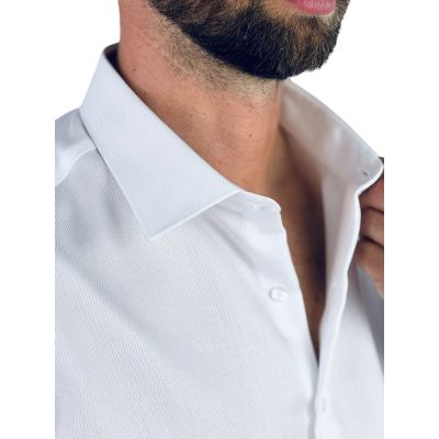 DANIEL BESSI Koszula męska fb045 biała, wzór, tłoczony, IRON | Sklep GriShop.eu | Koszule