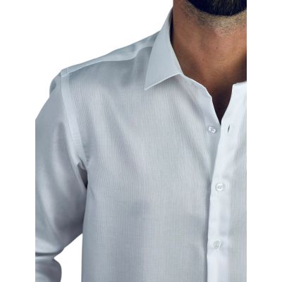 DANIEL BESSI Koszula męska fb045 biała, wzór, tłoczony, IRON | Sklep GriShop.eu | Koszule