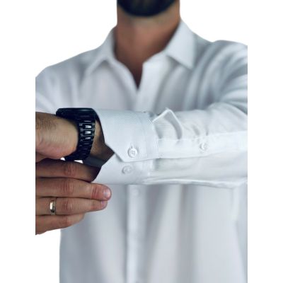 DANIEL BESSI Koszula męska fb045 biała, wzór, tłoczony, IRON | Sklep GriShop.eu | Koszule