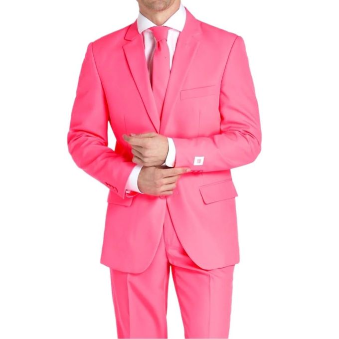 OPPOSUITS Garnitur męski z krawatem, kolorowy, różowy - NEON, gładki | Sklep GriShop.eu | Garnitury