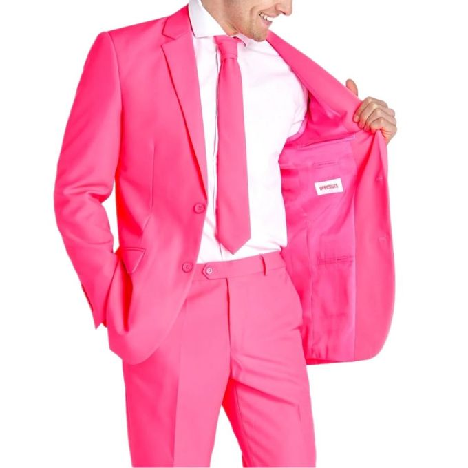 OPPOSUITS Garnitur męski z krawatem, kolorowy, różowy - NEON, gładki | Sklep GriShop.eu | Garnitury