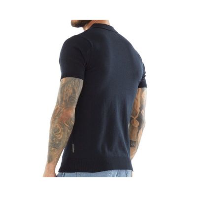 FRENCH T-shirt męski polo SF4 granatowy, gładki - sweterkowy, dzianinowy | Sklep GriShop.eu | T-shirts