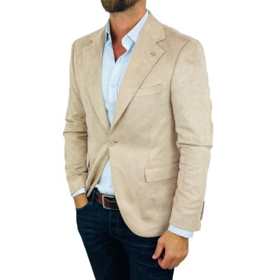 MARCO MILANO Marynarka męska C32 jasna beżowa, gładka, elegancka, casual, sportowa, elastyczna | Sklep GriShop.eu | Marynarki