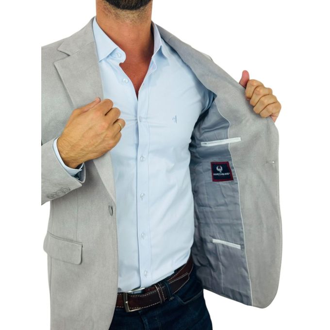 MARCO MILANO Marynarka męska C33 jasna szara, gładka, elegancka, casual, sportowa, elastyczna | Sklep GriShop.eu | Marynarki