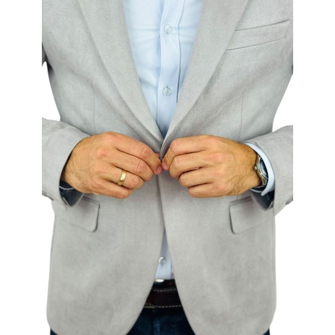 MARCO MILANO Marynarka męska C33 jasna szara, gładka, elegancka, casual, sportowa, elastyczna | Sklep GriShop.eu | Marynarki