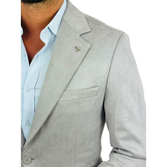 MARCO MILANO Marynarka męska C33 jasna szara, gładka, elegancka, casual, sportowa, elastyczna | Sklep GriShop.eu | Marynarki
