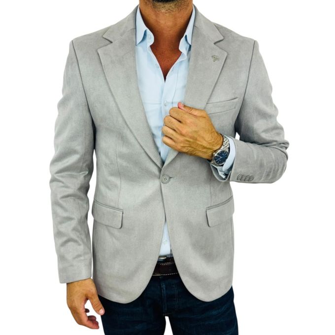 MARCO MILANO Marynarka męska C33 jasna szara, gładka, elegancka, casual, sportowa, elastyczna | Sklep GriShop.eu | Marynarki